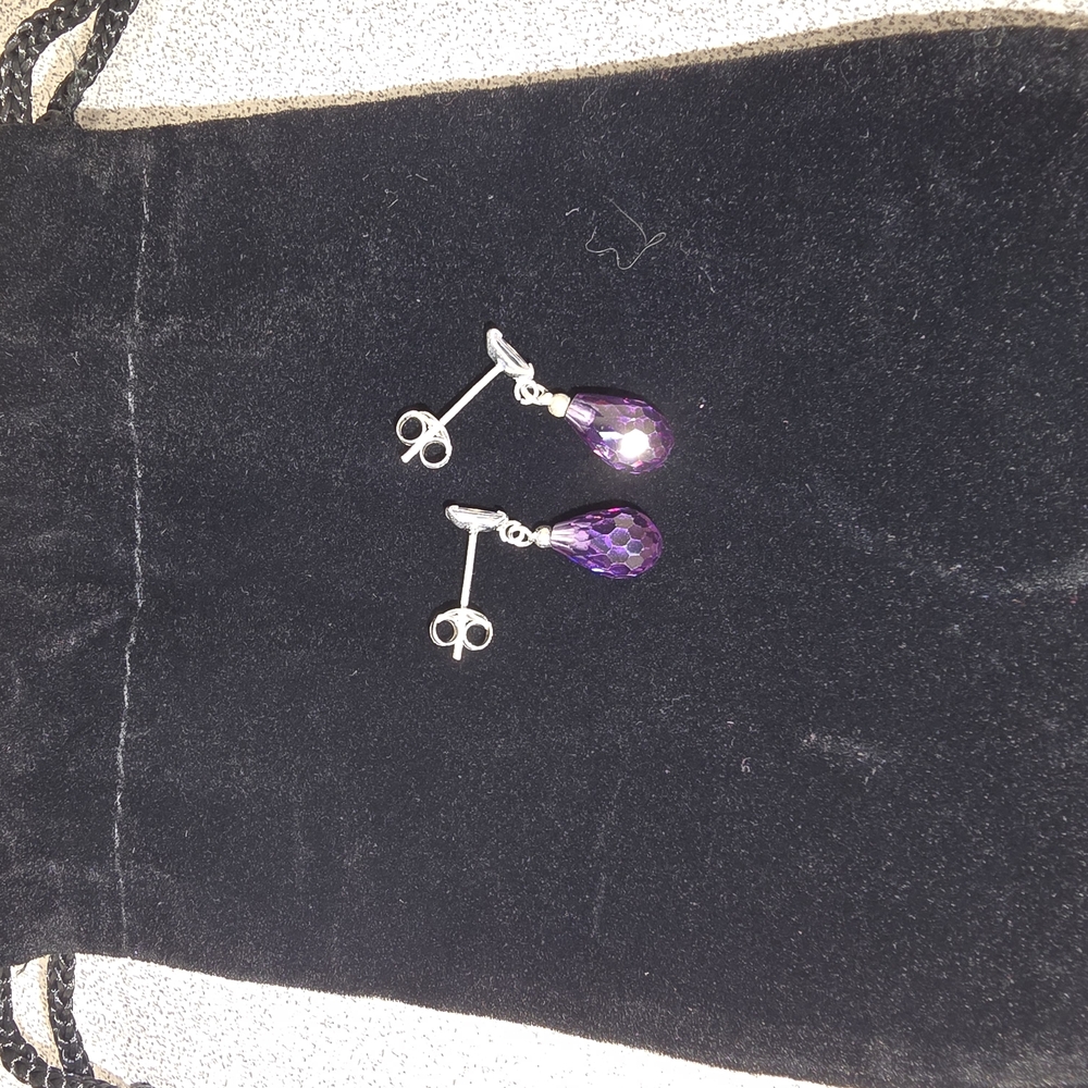 Simulated Purple and White Diamond 9.20 ctw Earrings in Sterling Silver, NWT! - Picture 5 of 5